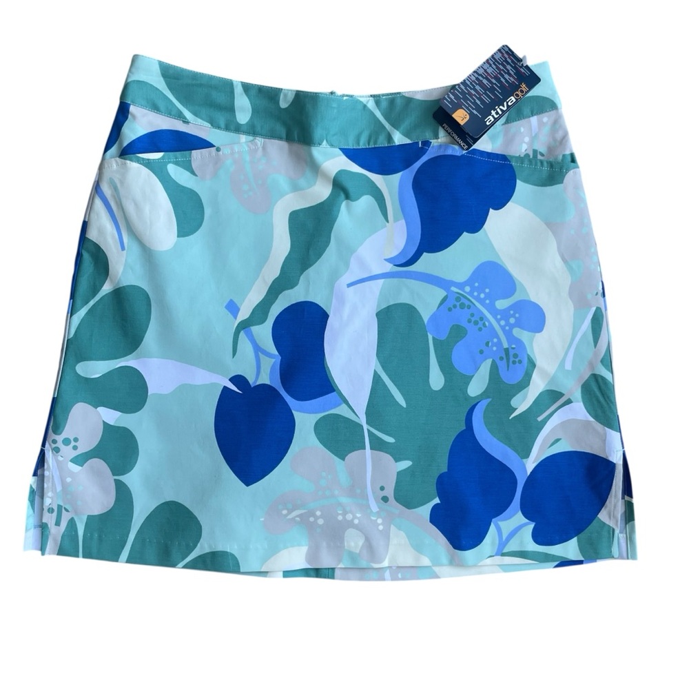 NWT Ativa Women's Blue Floral Pickleball Golf Skirt Skort Performance Size 6